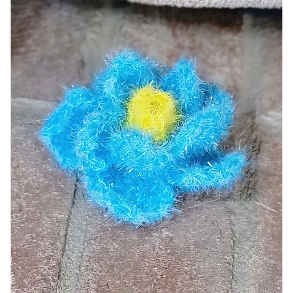 Blue and Yellow Flower Scrubby